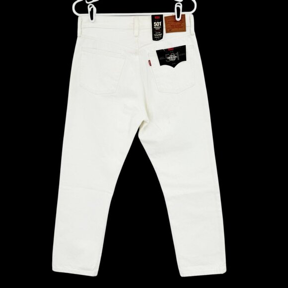 Levis 501 Women Original Straight Button White Denim Crop Jeans 29x26 Cotton NWT - Picture 2 of 14